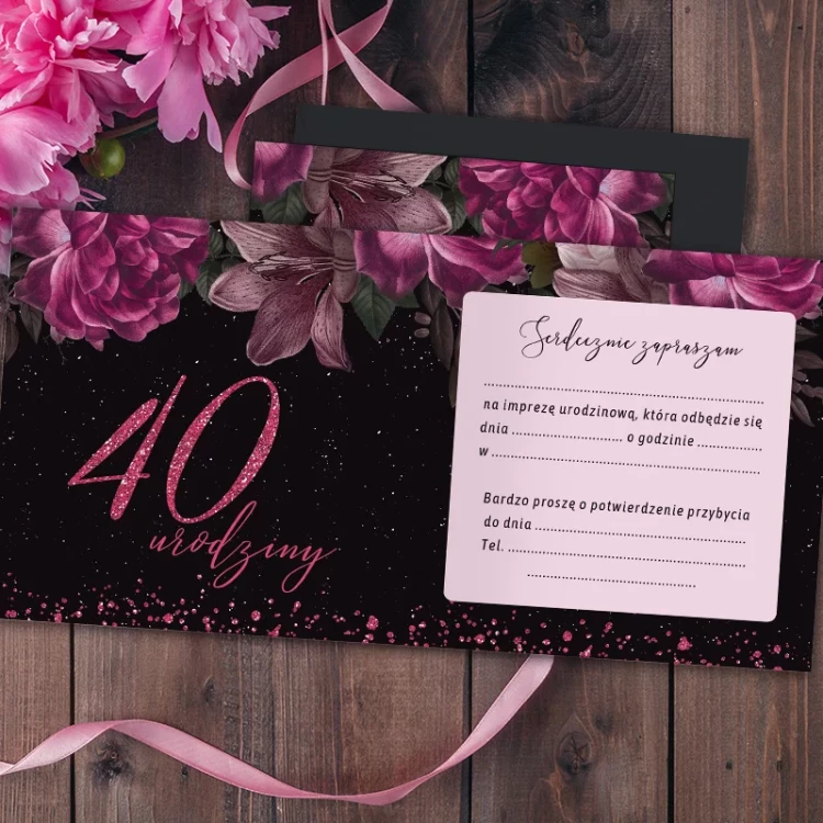 Kartka zaproszenia urodzinowe 40 lat
