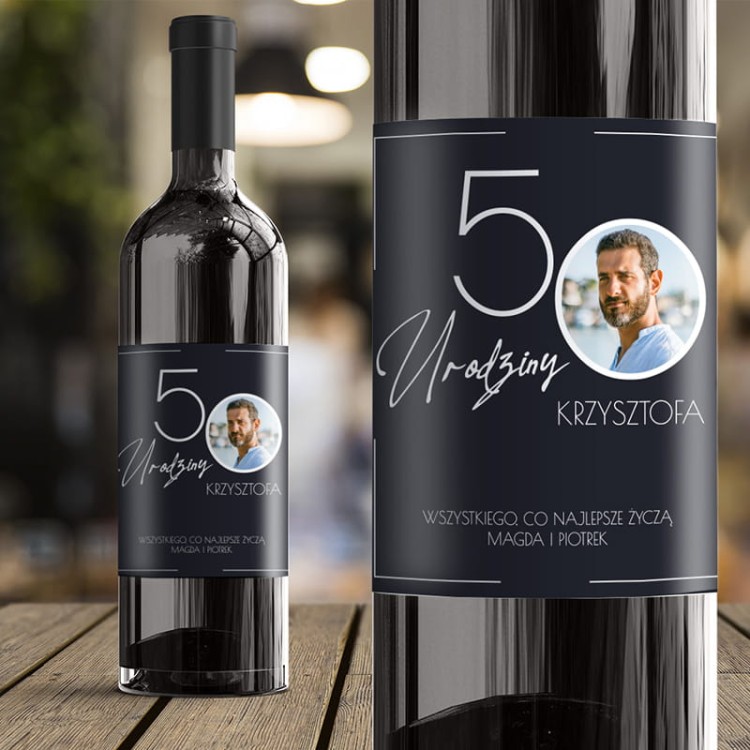 personalizowana naklejka na wino prezent z okazji 50 urodzin