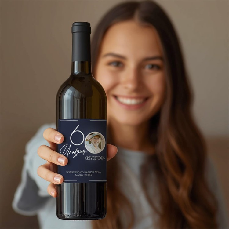 elegancka etykieta na wino z okazji 70 urodzin