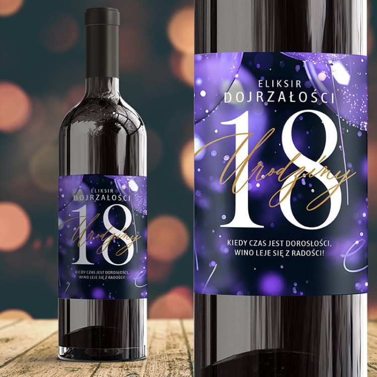 Etykieta na wino na 18 urodziny