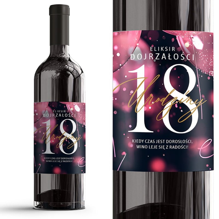 Etykieta na wino na 18 urodziny