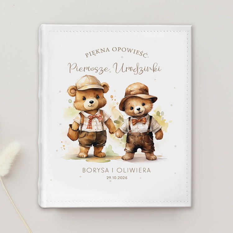 Album na zdjęcia z personalizacją dla bliźniaków z okazji roczku