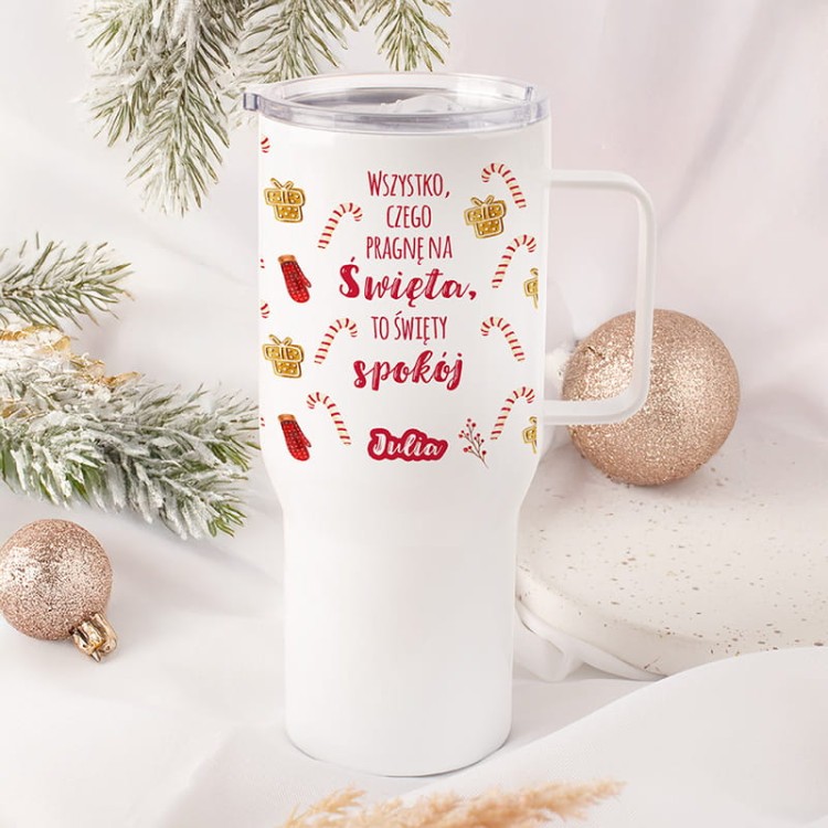 swiateczny kubek termiczny z imieniem