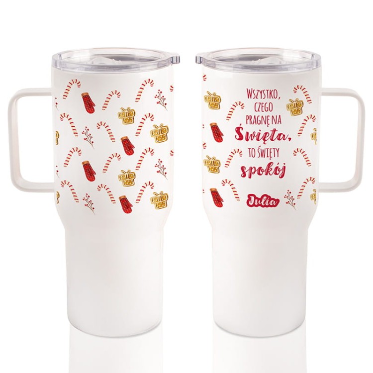 personalizowany kubek termiczny ze swiatecznym motywem