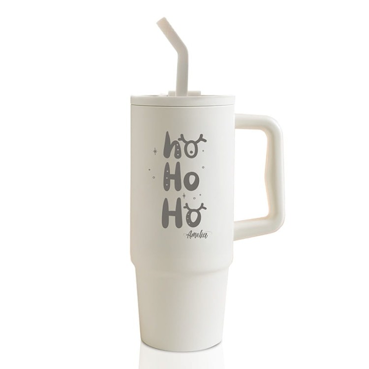 Stylowy świąteczny kubek termiczny z minimalistycznym nadrukiem i personalizacją.