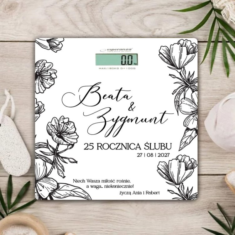 Personalizowana waga łazienkowa na rocznicę ślubu z imionami