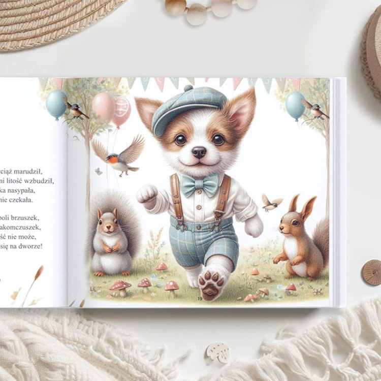 Imienna książka dla dziecka z motywem zimowym i postacią uroczego renifera