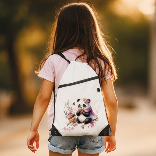 Worek dla dziecka z grafiką pandy.