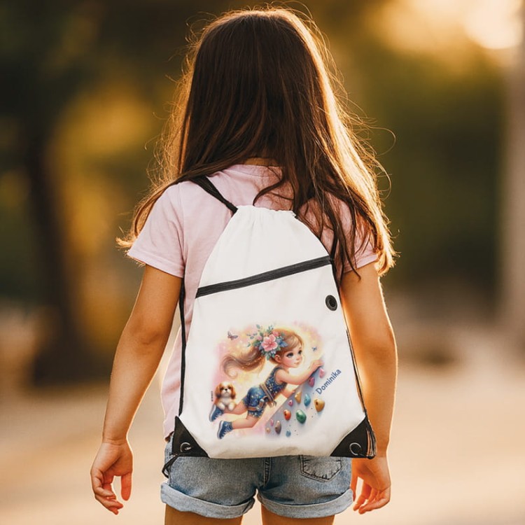 Plecak ze sznurkami sportowy dla dziewczynki.