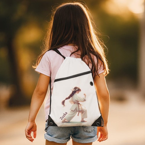 Worek z imieniem i grafiką dla dziewczynki.