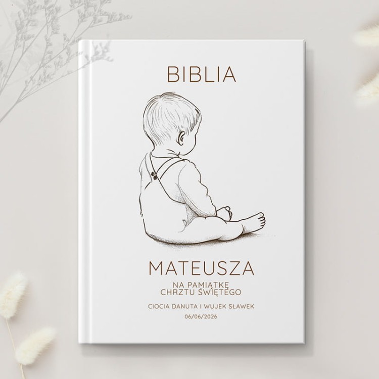 Biblia personalizowana dla chłopca z okazji Chrztu Świętego