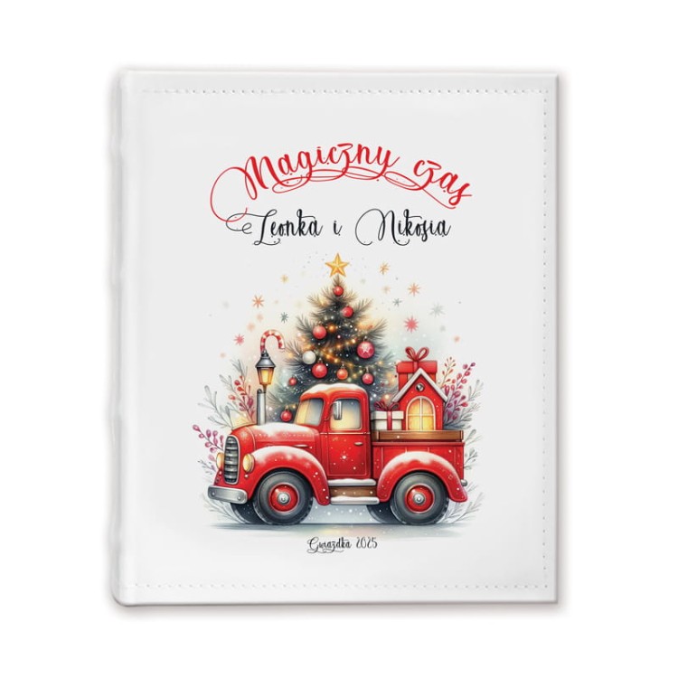 Album bożonarodzeniowy dla dziecka z nadrukiem imion i grafiką świąteczną.