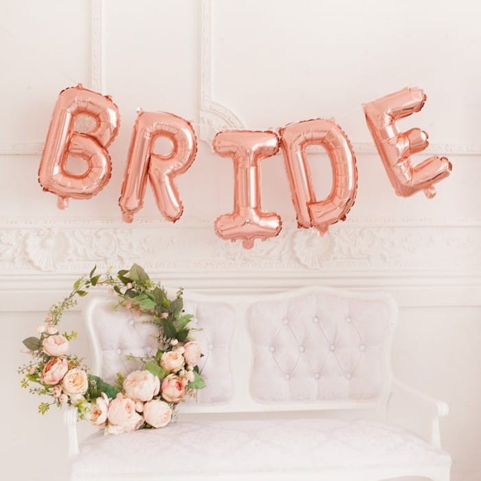BALON FOLIOWY napis Bride Mega Duży ROSE GOLD