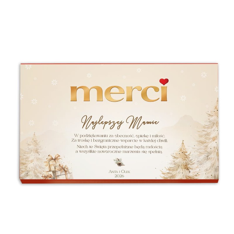 Merci z eleganckim frontem i personalizowanym tekstem