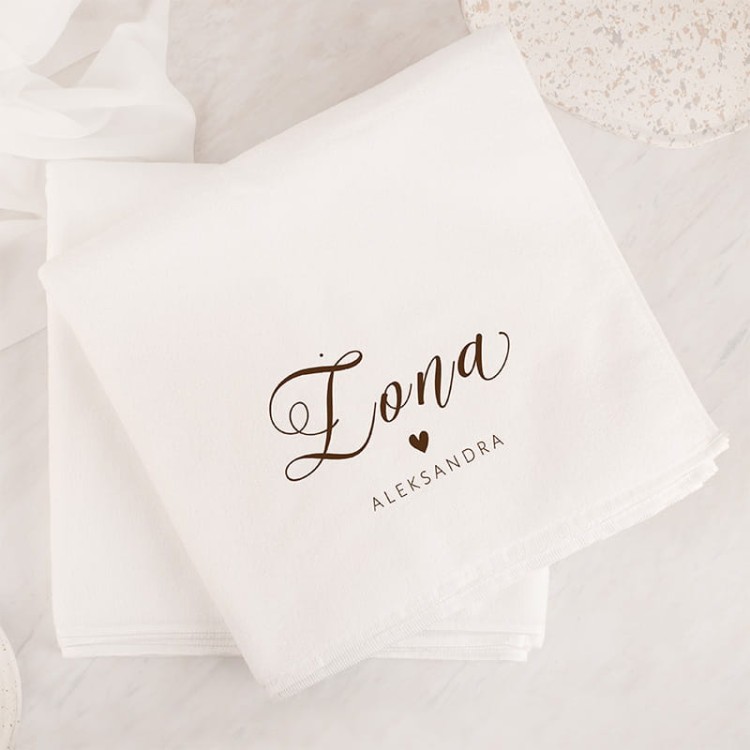 Zestaw białych ręczników z nadrukiem dla żony i męża