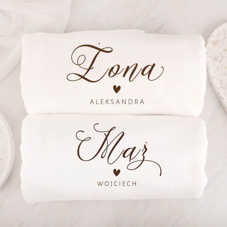 Ręczniki z imionami dla małżeństwa na rocznicę lub ślub