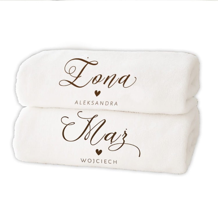 Luksusowy komplet ręczników z napisami dla zakochanych