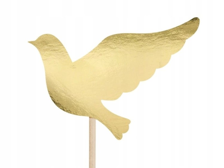 Komplet złotych topperów komunijnych do dekoracji tortu.