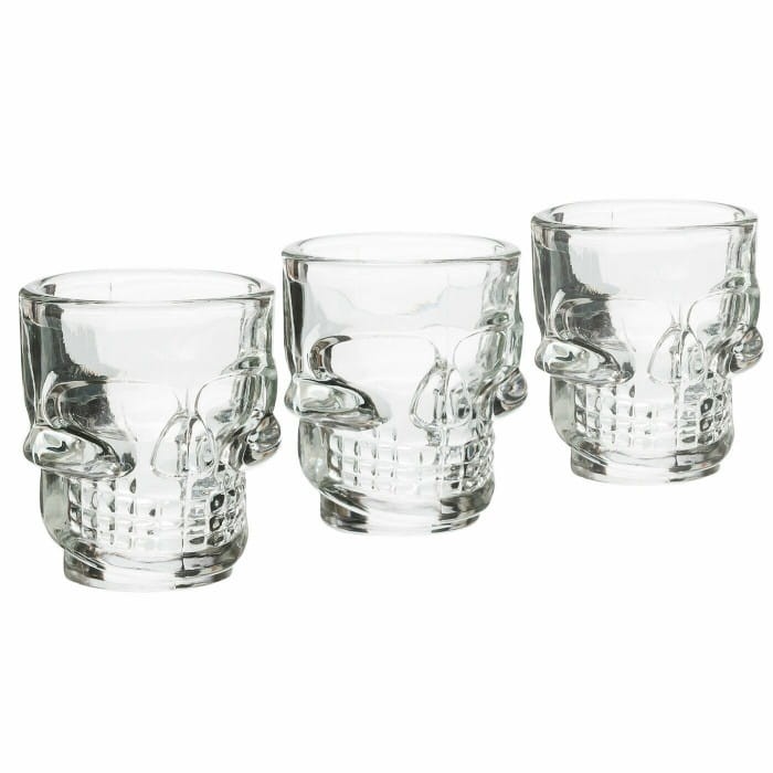 KIELISZKI szklane czaszka komplet 3szt