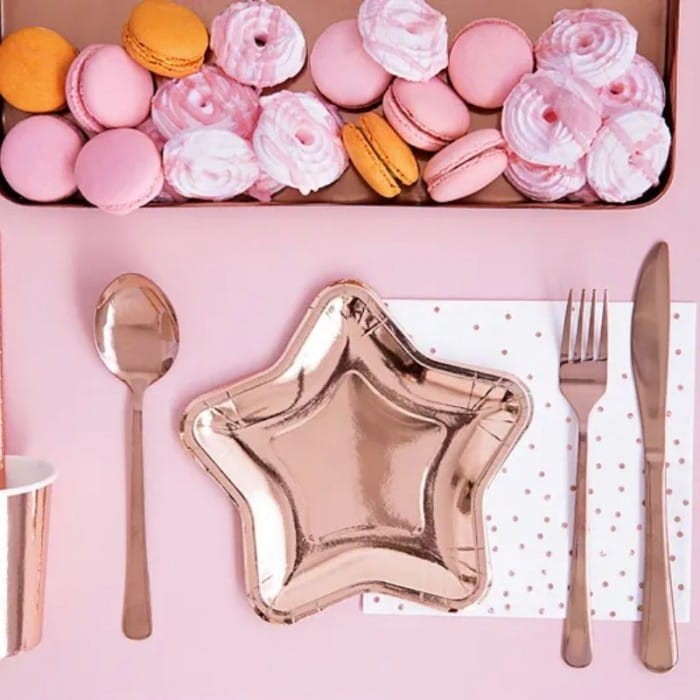 TALERZYKI papierowe Gwiazdki Rosegold 6szt
