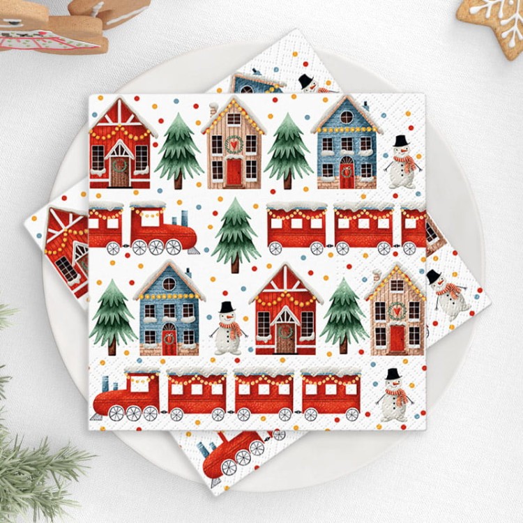 Zestaw świąteczny z serwetkami, skarpetami i skrzatem jako gotowy prezent.