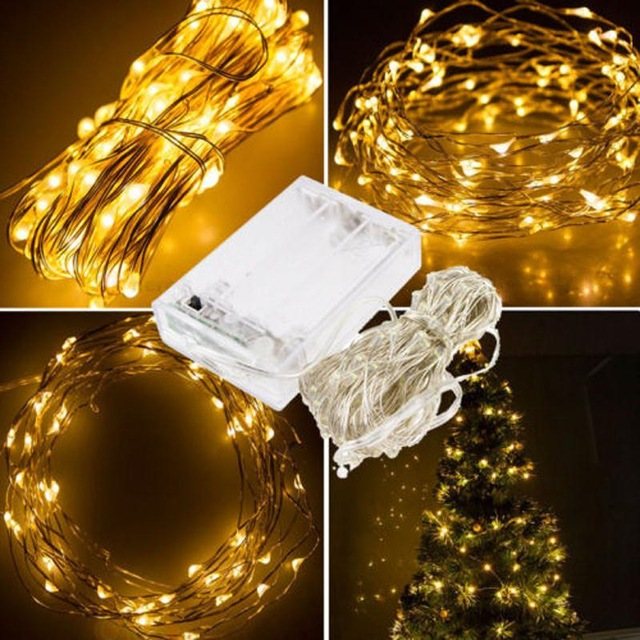 Ciepłe diody LED na druciku.