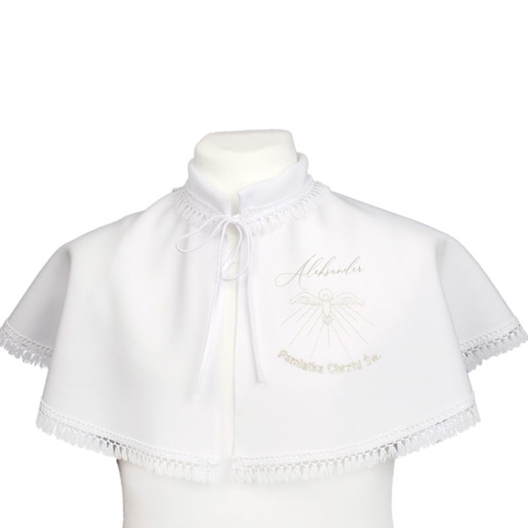 biala pelerynka do chrztu