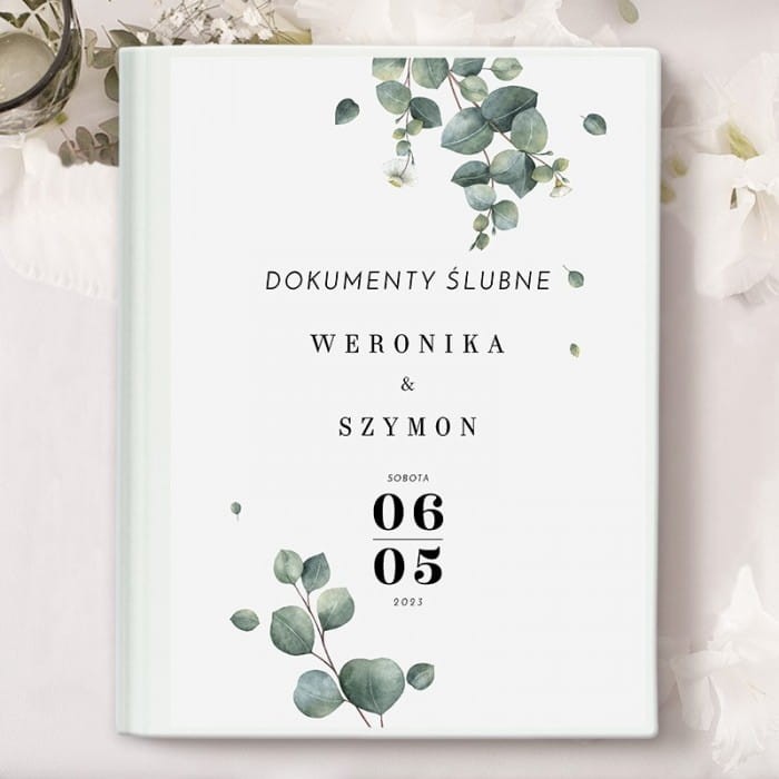 TECZKA na dokumenty ślubne kolekcja Świeży Eukaliptus
