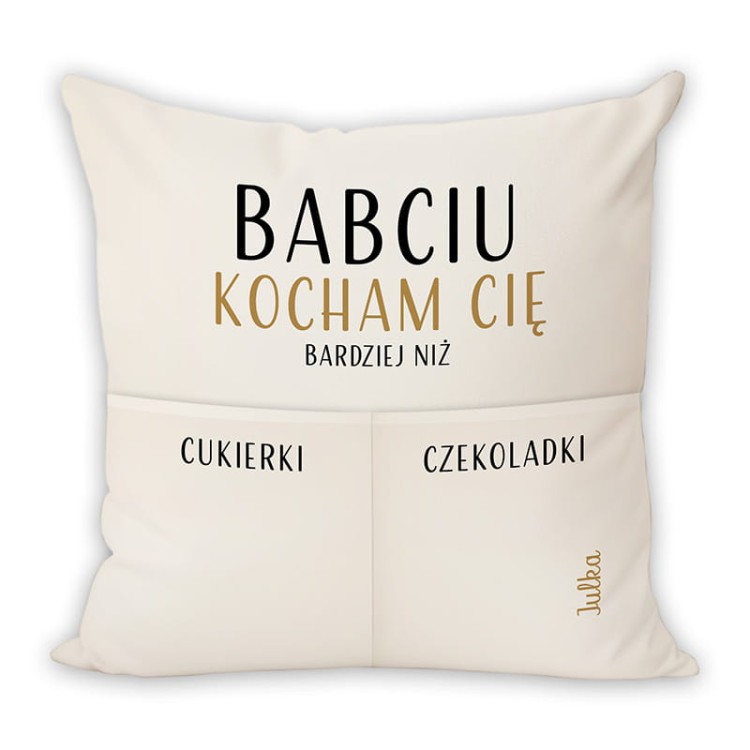 Poduszka ozdobna dla babci idealna na 21 stycznia z unikalnym nadrukiem.