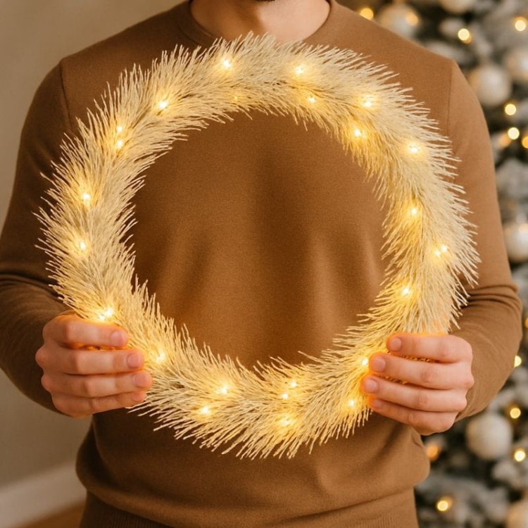 Zimowy wianek led. Piękna dekoracja na Święta.