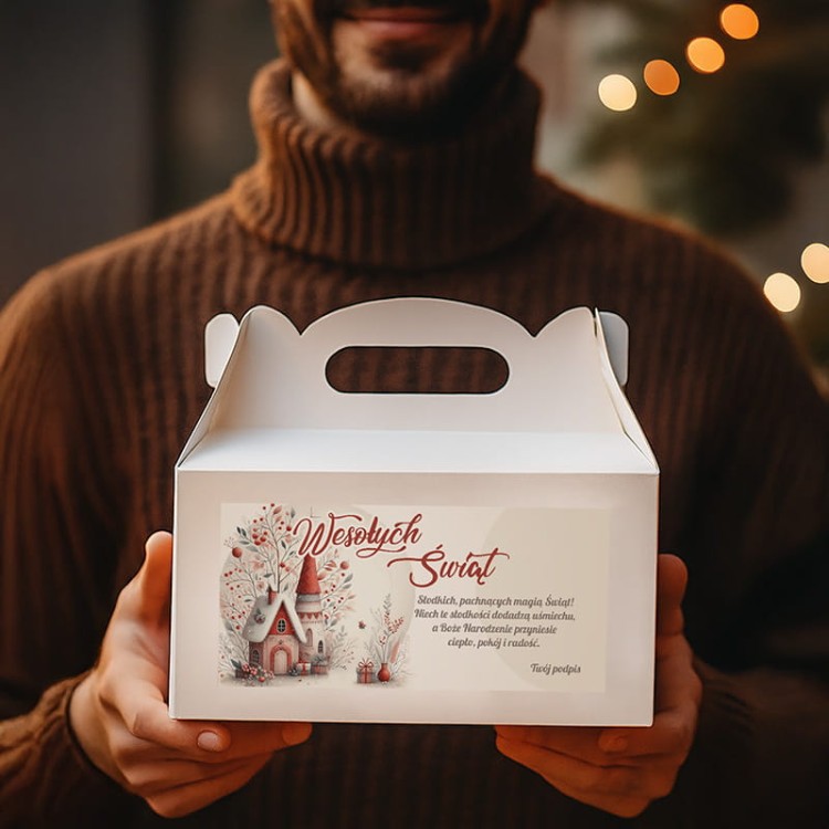 Pudełko świąteczne na ciasto i upominki. Personalizowane opakowanie.