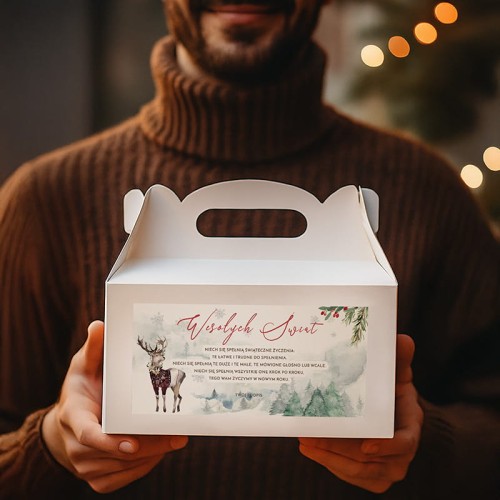 Personalizowane pudełko z rączką na prezenty.