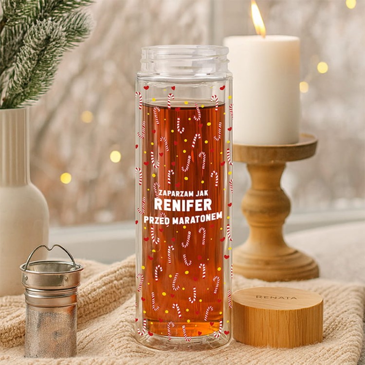 Szklany termos bidon na Święta.