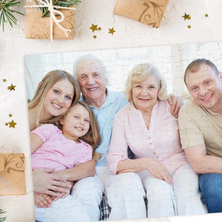 Upominek na Boże Narodzenie w formie puzzli z własnym zdjęciem.
