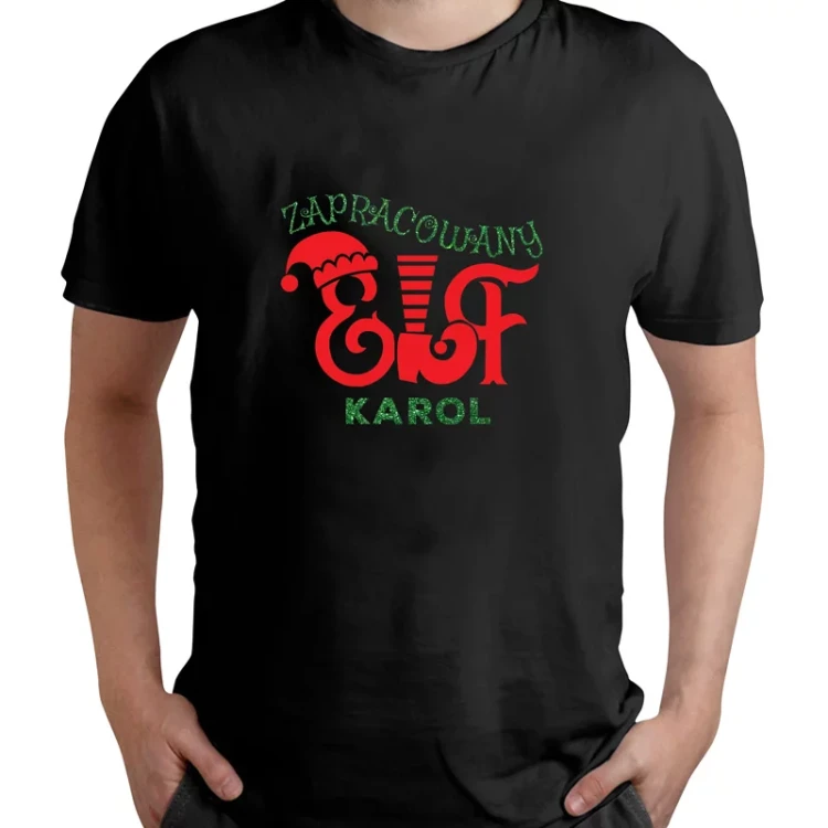 Personalizowana koszulka z imieniem i grafiką w świątecznym stylu.