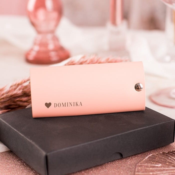 ETUI skórzane na klucze różowe Prezent dla Niej