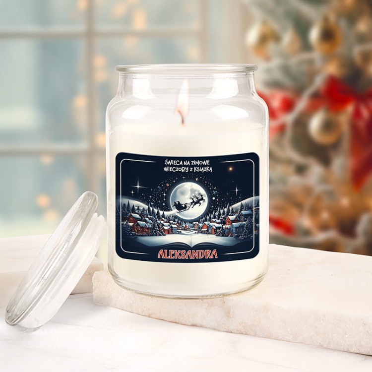Personalizowana świeca dla miłośnika książek na święta