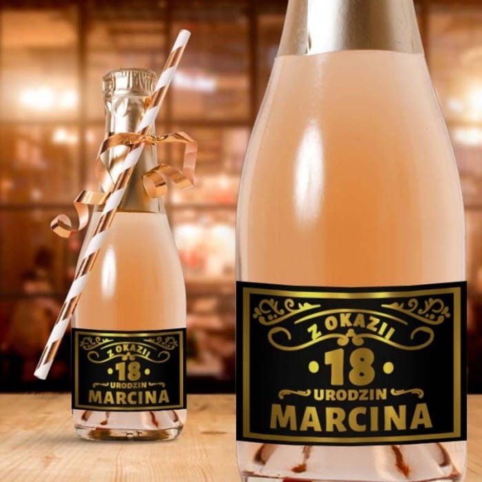 ETYKIETY Na Mini Szampany Metaliczne Dodatek Na Urodziny 10szt.