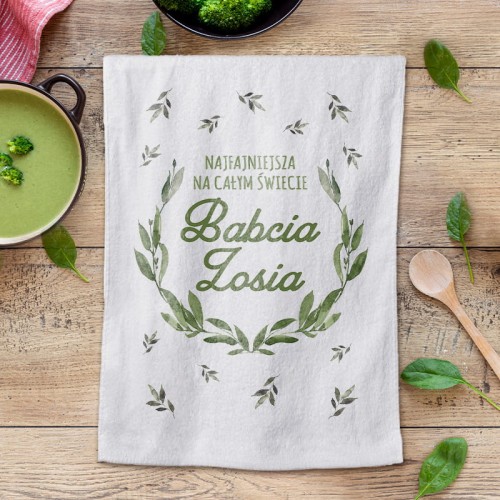 Bawełniany ręcznik kuchenny z personalizacją dla babci.