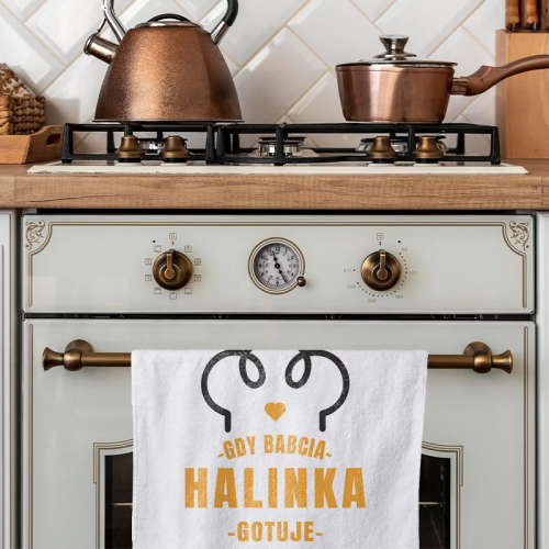 Bawełniany ręcznik do kuchni z personalizacją dla babci.