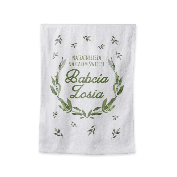 Praktyczny kuchenny ręcznik z imieniem idealny na Dzień Babci.