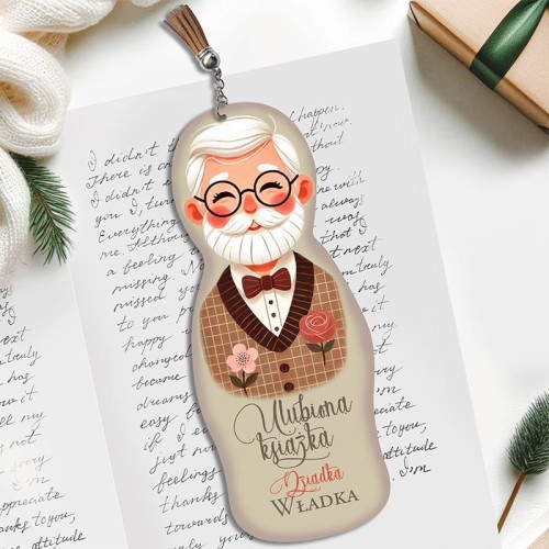 Personalizowana zakładka do książki dla dziadka z grafiką i imieniem.