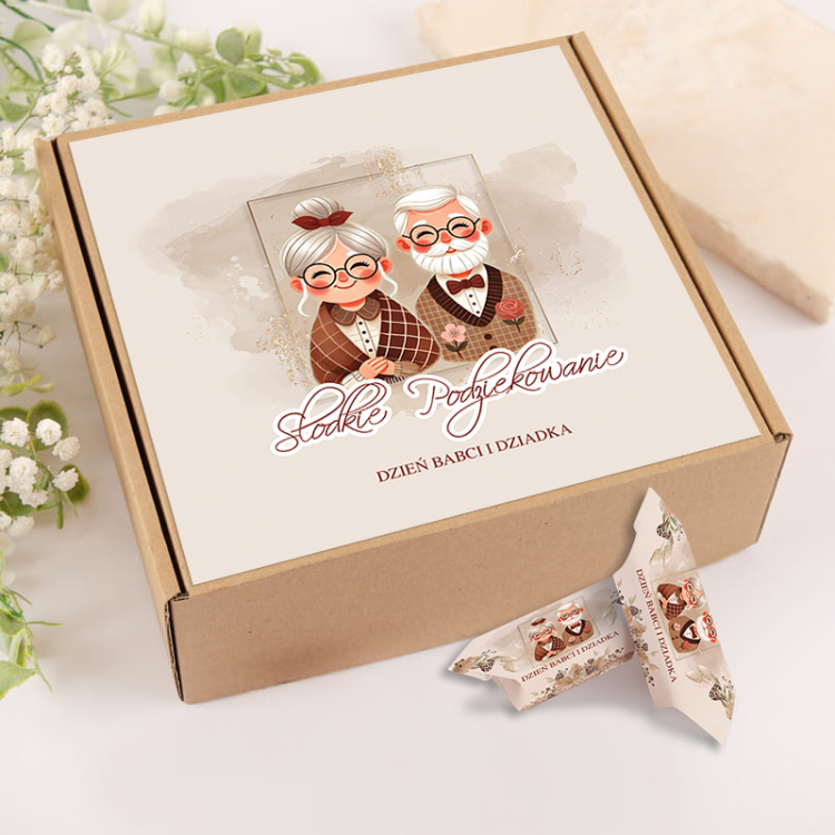 Krówki na Dzień Babci i Dziadka w ozdobnym pudełku prezentowym.