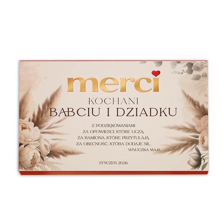 Personalizowana bombonierka Merci na Dzień Babci i Dziadka.