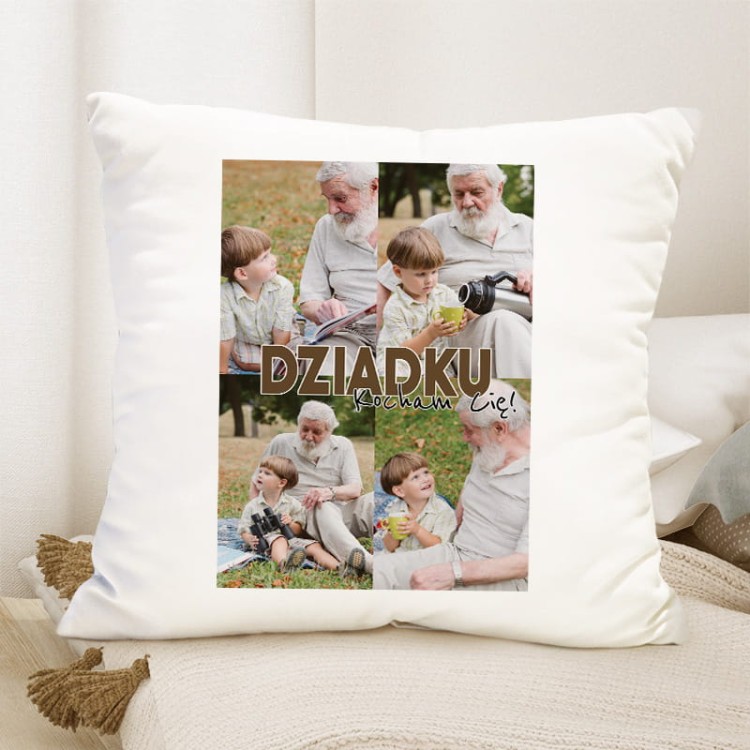 Foto poduszka z nadrukiem dla dziadka na Dzień Dziadka.
