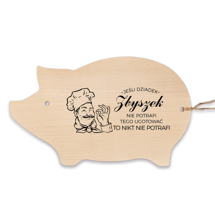 Bambusowa deska w śmiesznym kształcie z napisem dla Dziadka.