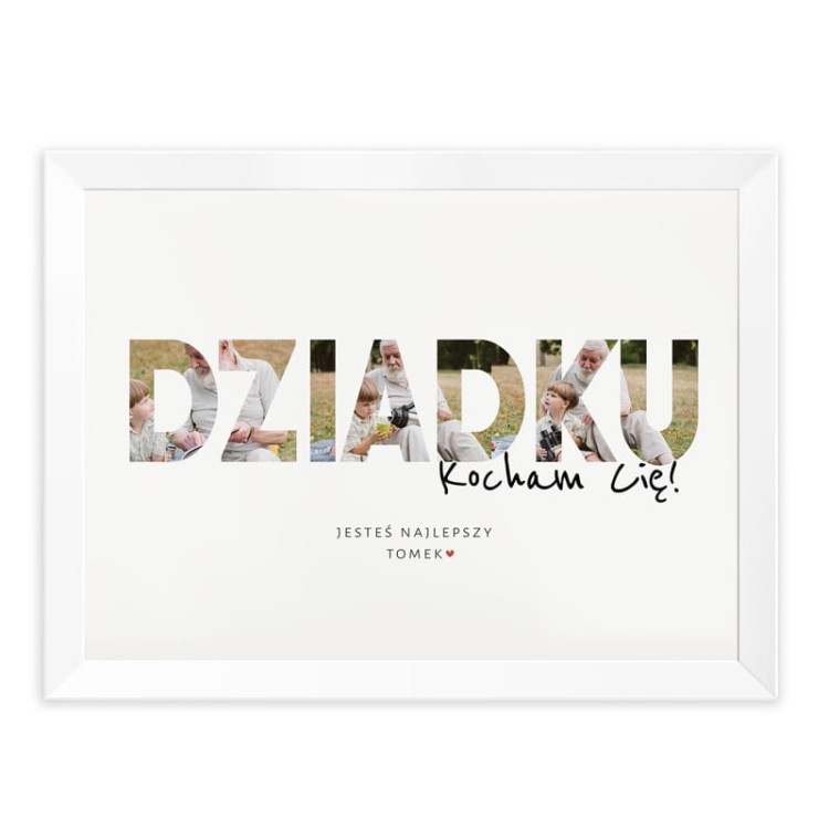 Plakat na Dzień Babci i Dziadka z własnymi zdjęciami w literach