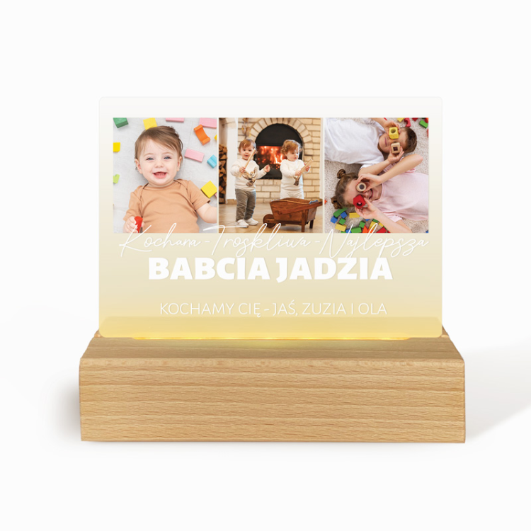 Akrylowa tabliczka ze zdjęciami i napisem dla dziadków