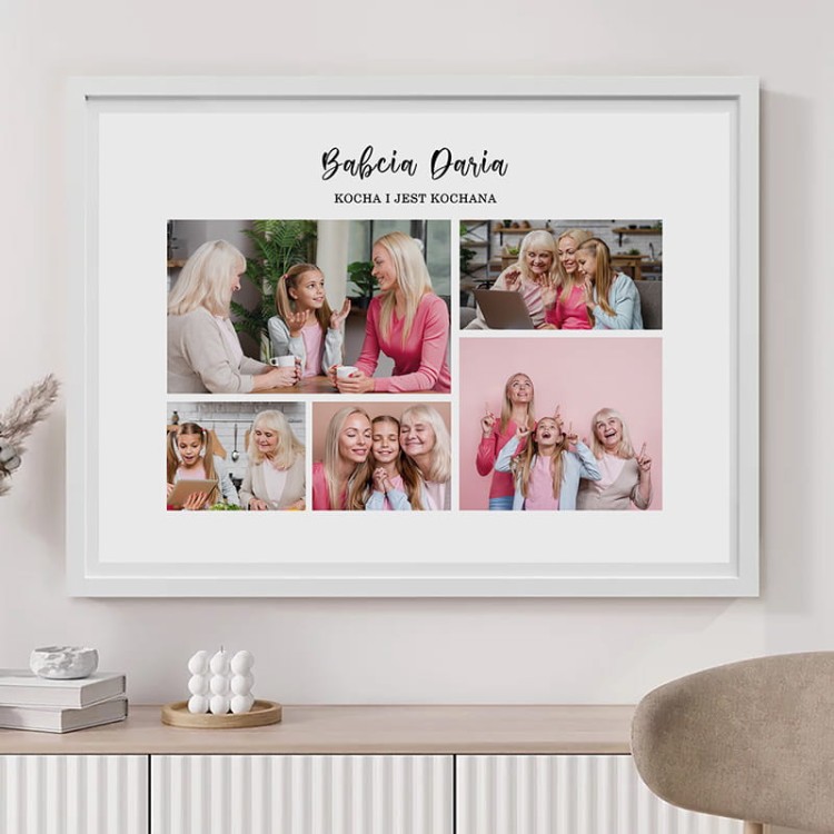 Personalizowany plakat dla babci z kolażem zdjęć jako pomysł na wyjątkowy prezent