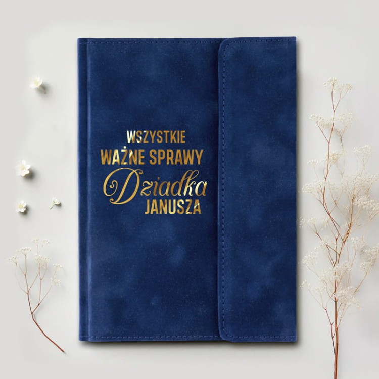 Granatowy notes dla dziadka z personalizowanym nadrukiem